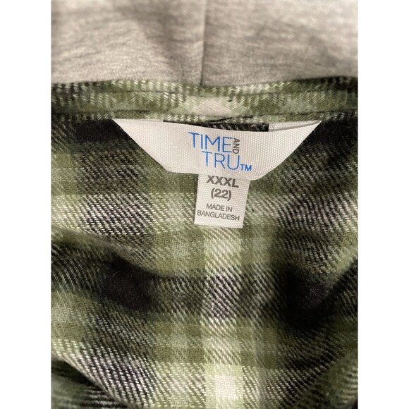Time and Tru Womens Long Sleeve Shirt Green Hoodie Flannel Plus Size XXXL 22 NEW - Picture 5 of 7